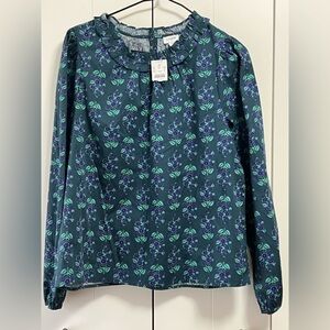 NWT J.CREW cotton floral blouse size M